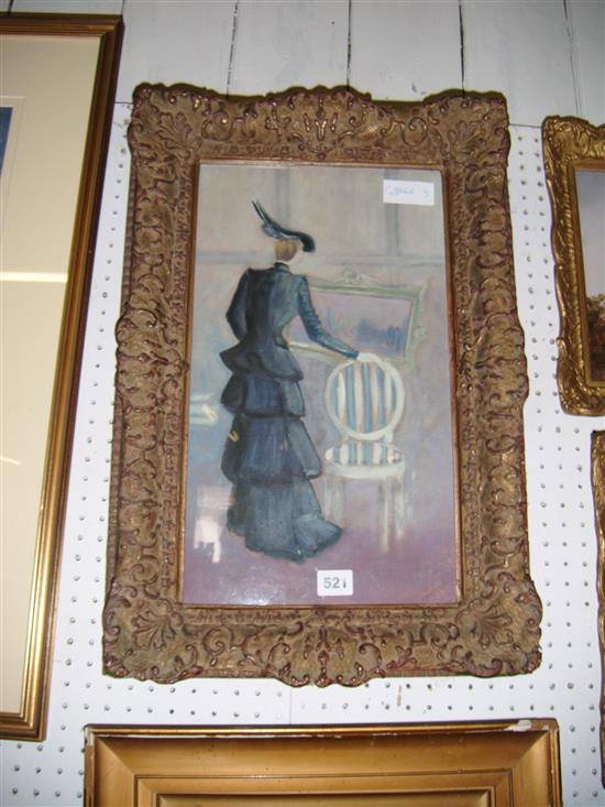 Oil on canvas, lady admiring a painting